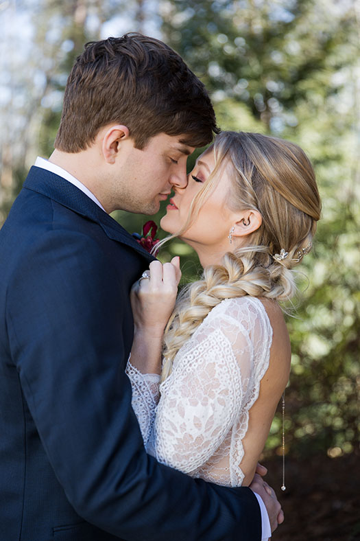 Bride and Groom in an intimate pose