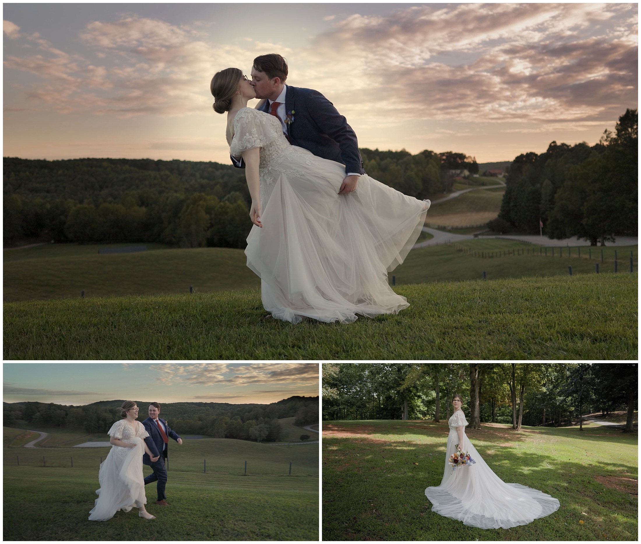 Wedding portraits of a bride and groom at R Ranch wedding venue