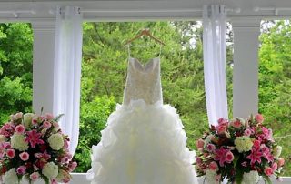 wedding dress hanging
